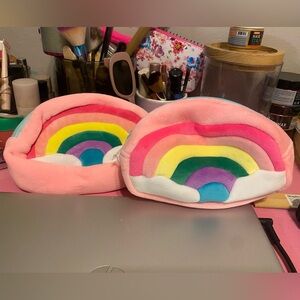 NWT, Claire’s Lot of 2 Rainbow Plush Makeup Bag - Pink